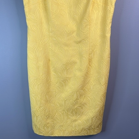 SD COLLECTION Floral Appliqué Yellow Dress Bateau Neck Brocade Tailored Fit 12 - Picture 5 of 13